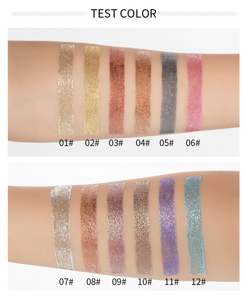 HANDAIYAN Diamond Pearl Liquid Eye Shadow 12 Colors Shining Bright Eye Shadow Liquid - Korvel
