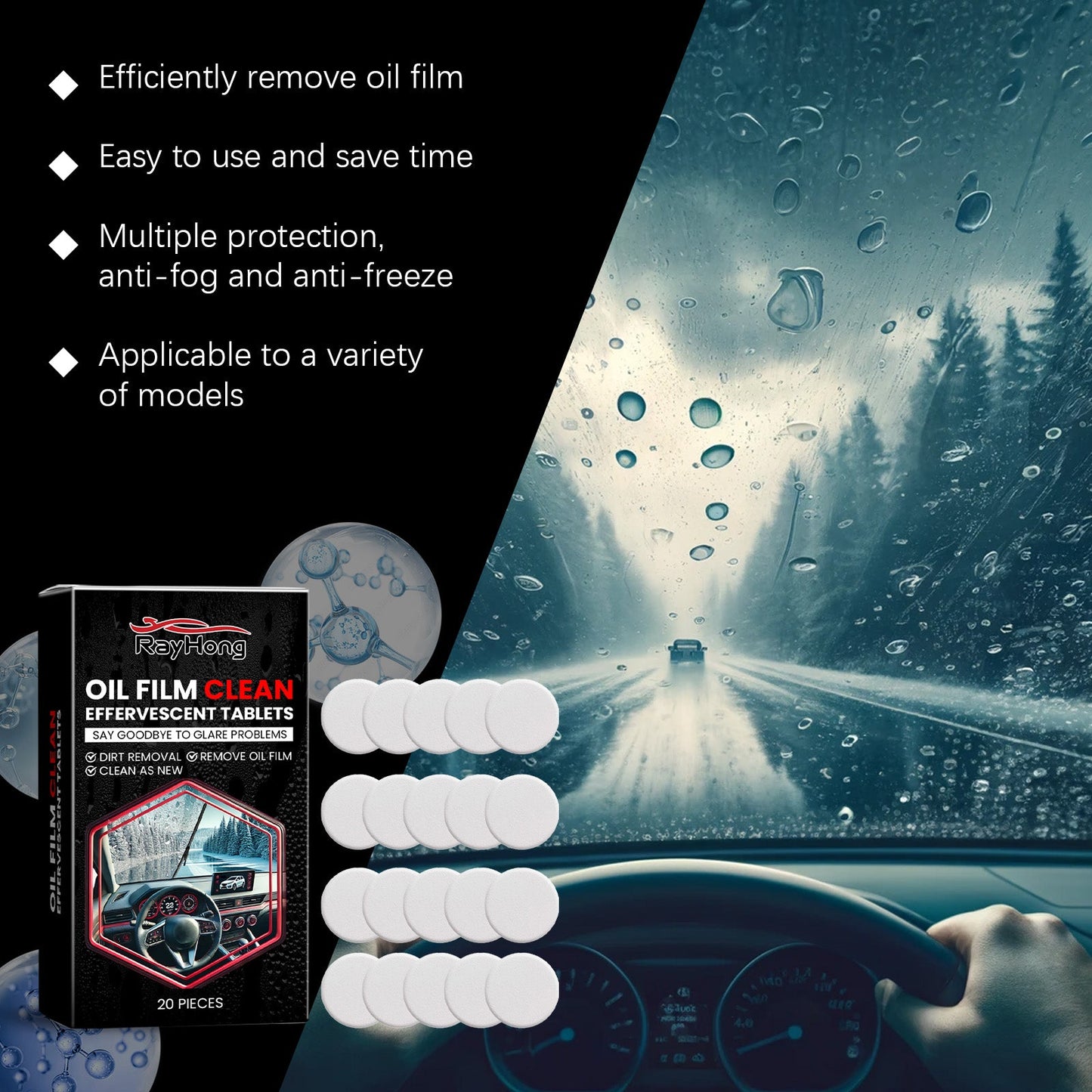 Premium Glass Cleaning Tablets for Windshield Clarity
