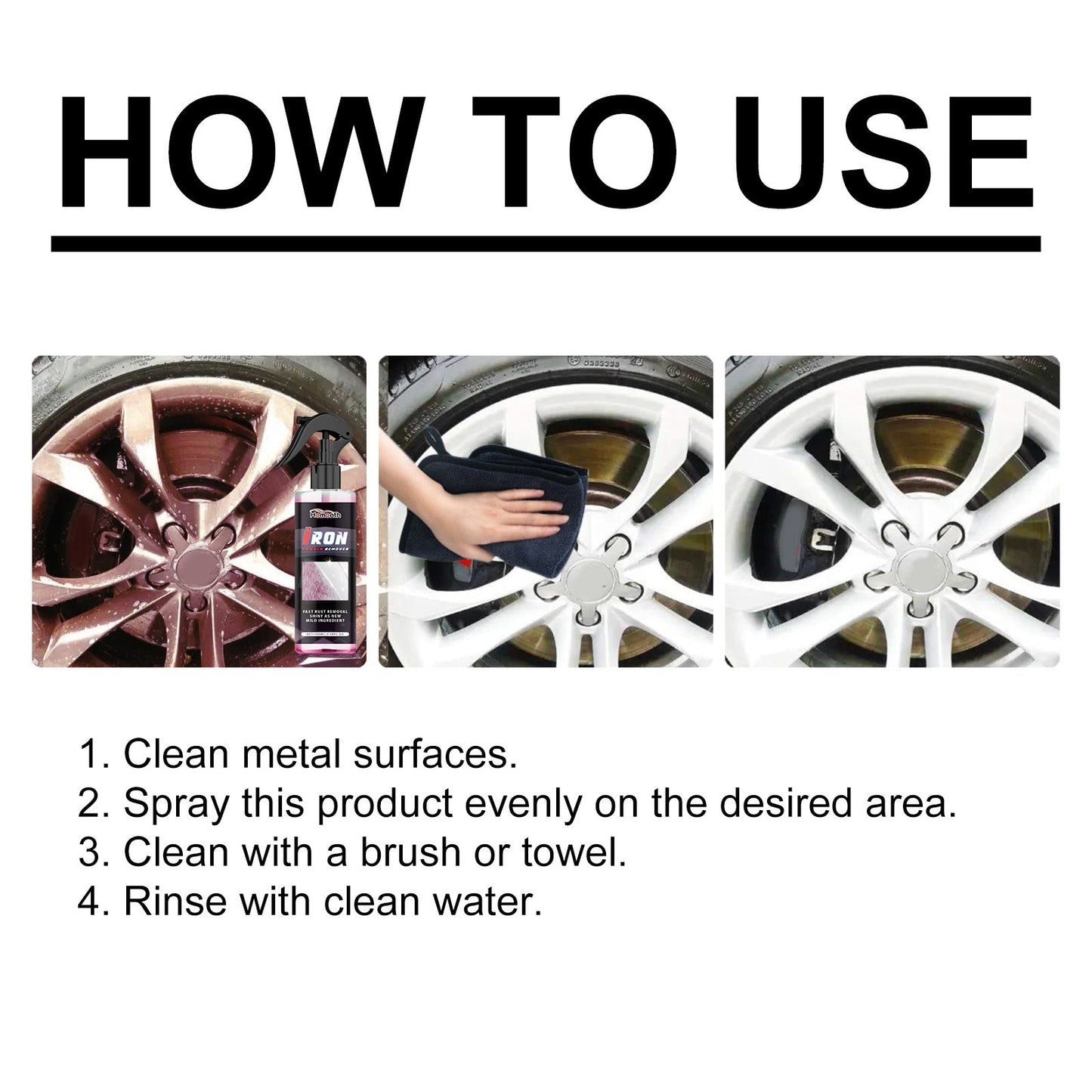 Wheel Paint Removal Iron Spray, Automobile Metal Rust Refurbishment Anti-Rust Care And Maintenance Cleaner - Korvel