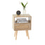 15.75" Rattan End table with drawer and solid wood legs Modern nightstand side table for living room natural - Korvel