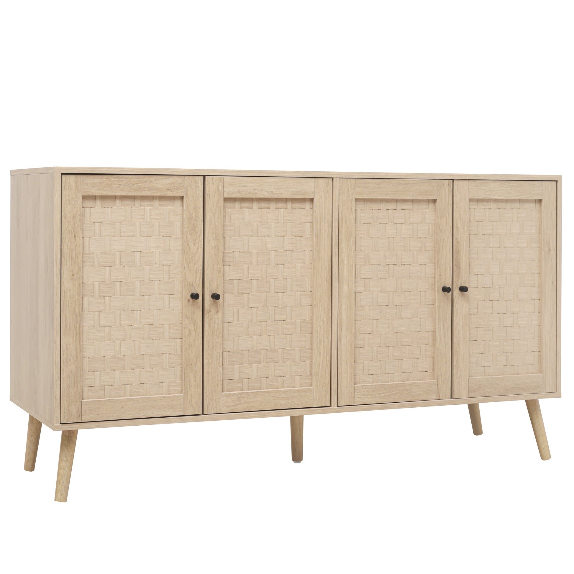 4 Door Accent Cabinet Sideboard Buffet Storage Cabinet with Adjustable Shelf for Entryway Living Room Bedroom - Korvel