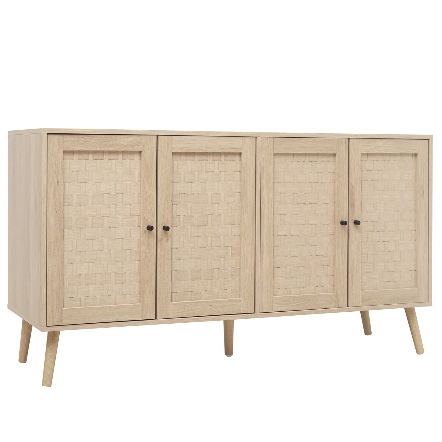 4 Door Accent Cabinet Sideboard Buffet Storage Cabinet with Adjustable Shelf for Entryway Living Room Bedroom - Korvel