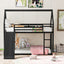 Twin over Twin House Bunk Bed with Ladder and Slide,Black - Korvel