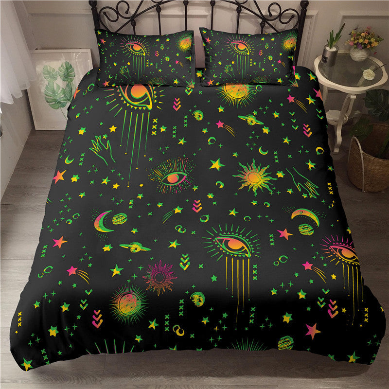 3D digital printing whimsical pattern eyes custom quilted bedding - Korvel