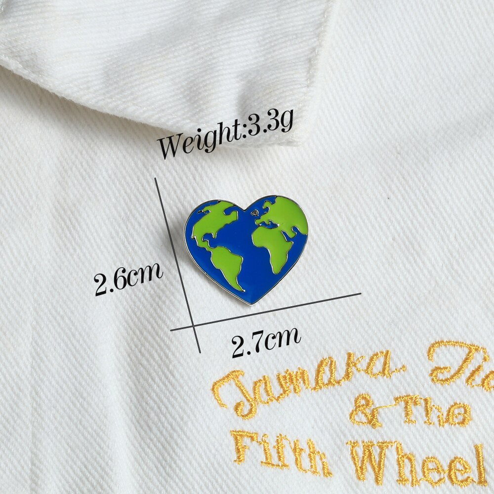 Earth Heart Enamel Pins Protect the Earth Ecology Metal Badge Love Green Earth Brooches Unisex Fashion Jewelry accessories - Korvel