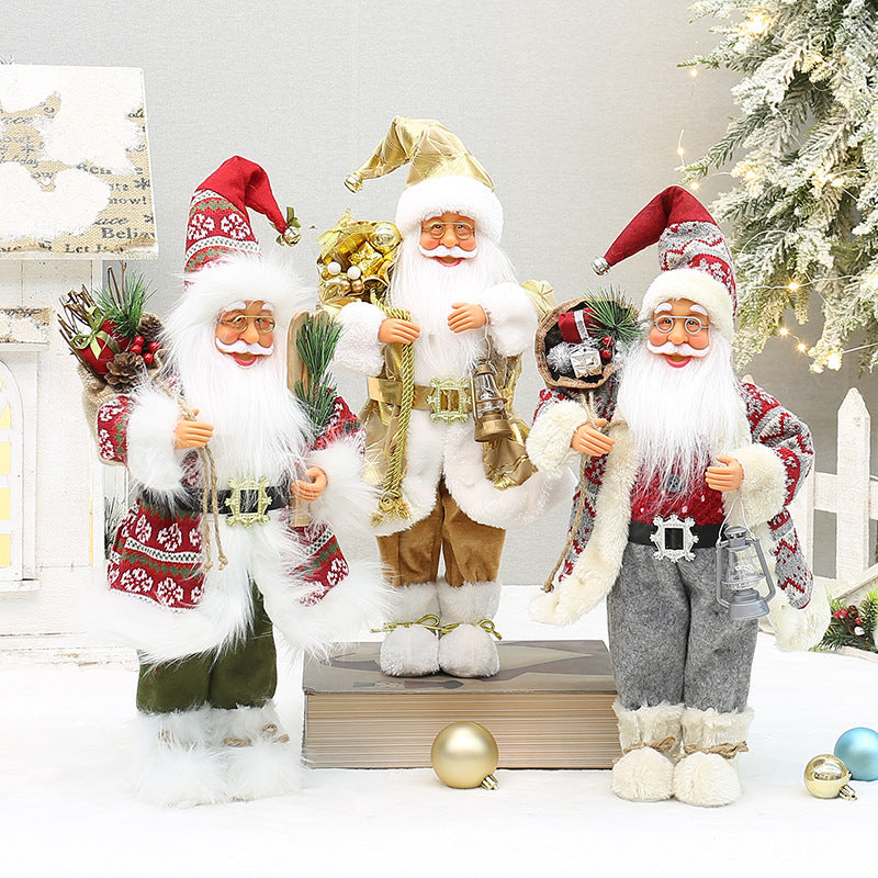 Christmas crafts 18 inch, wearing snow boots, backpack, standing, Santa Claus, dwarf - Korvel