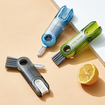 Vacuum cup brush cleaning cup, water cup mouth, milk bottle, multifunctional cleaning cup lid, tea cup, three in one gap brush t - Korvel