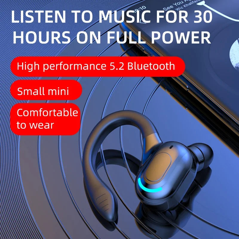 Ear hanging Bluetooth earphones Business single ear earphones Waterproof sports high endurance noise reduction - Korvel