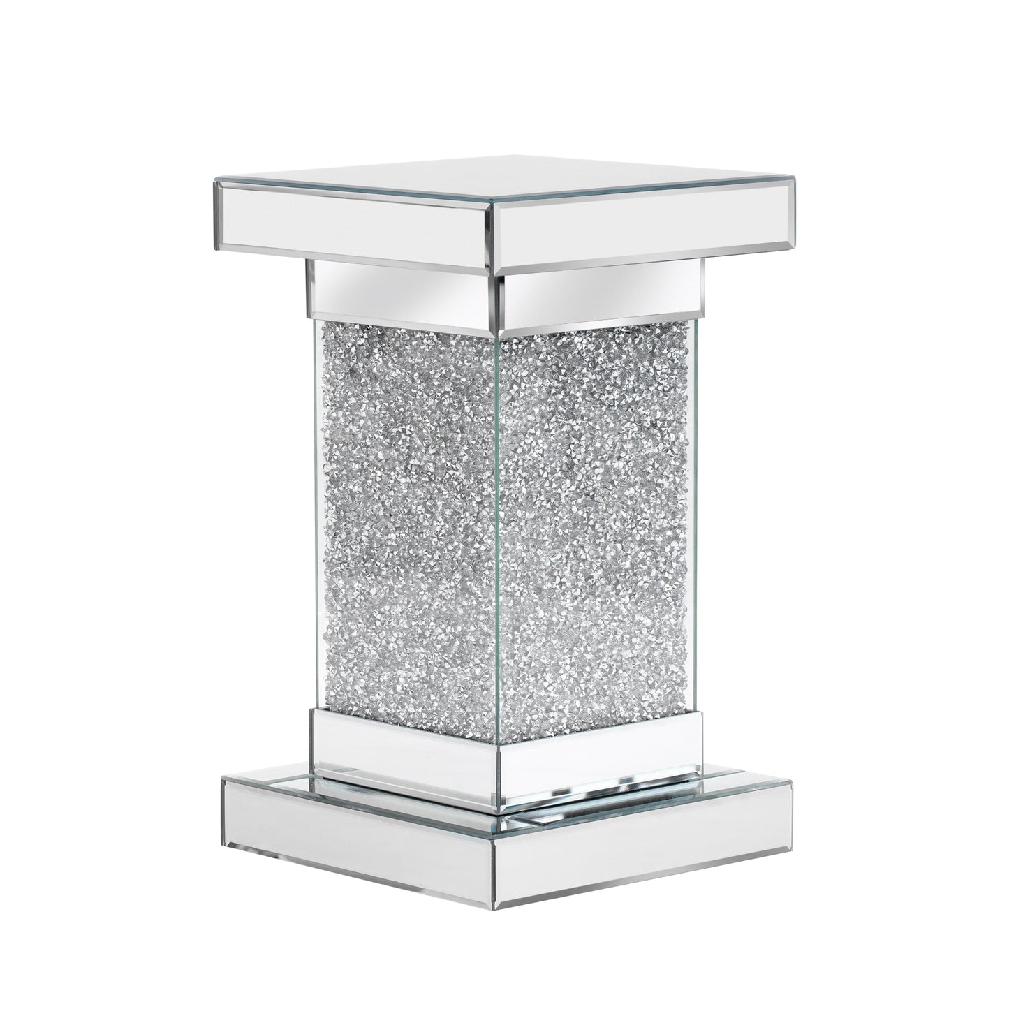 U-Can 11.8-Inch Silver Square Mirror Coffee Table with LED Lights