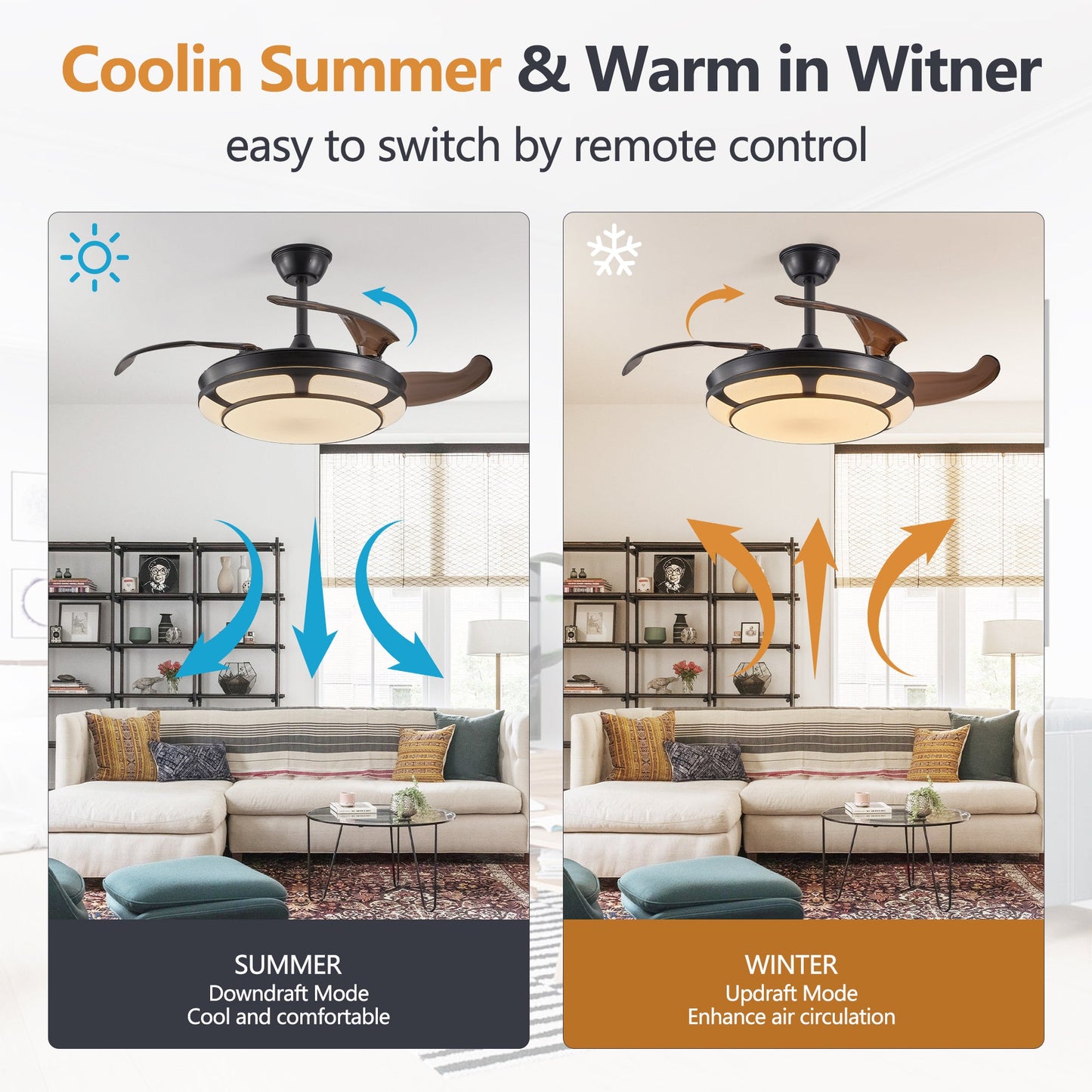 Modern Minimalist Invisible Ceiling Fan Light