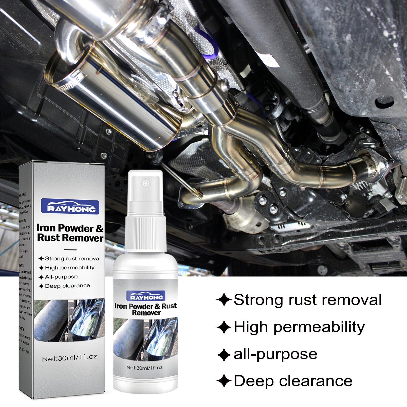 Lron Powder & Rust Remover, Multi-Functional Metal Rust Remover For Automobile And Motorcycle Exhaust Pipe Rust Renovation Maintenance - Korvel