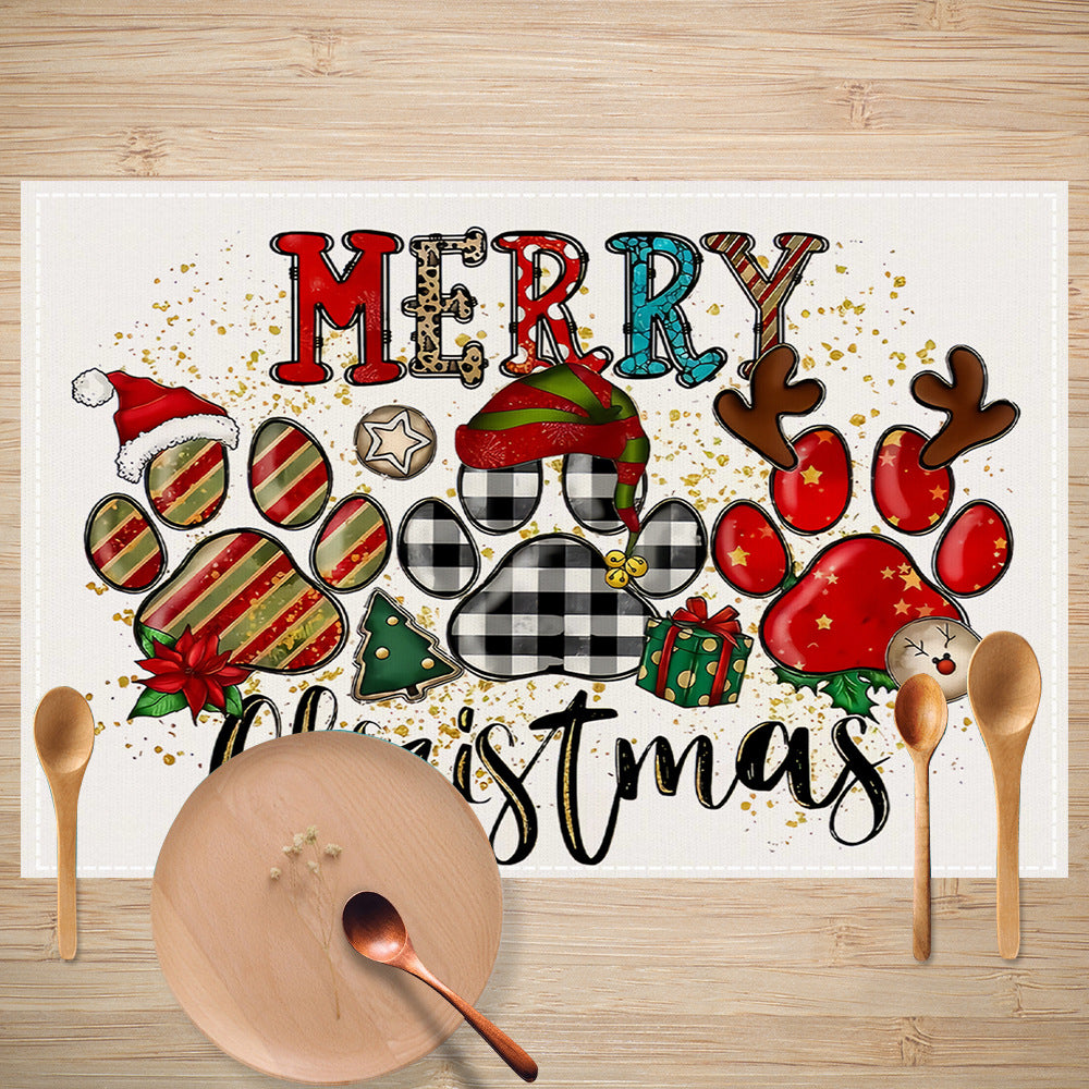 Cake linen placemat Christmas kitchen restaurant decoration insulation mat printed snowman table mat - Korvel