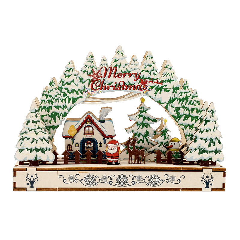 Christmas Wooden Decorations Christmas Village Shopping Mall Window Display Creative Handmade DIY Christmas Gifts - Korvel