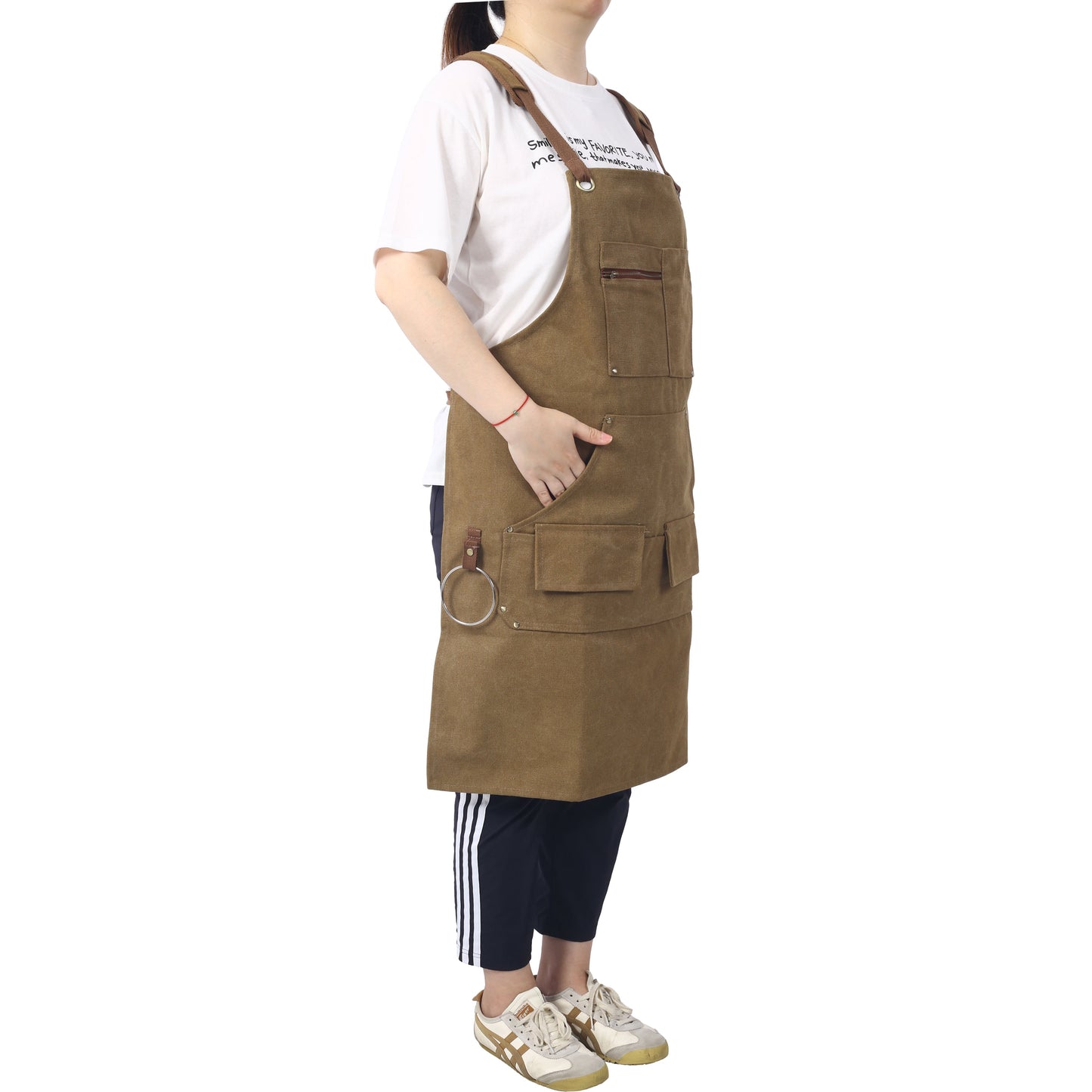 Long heavy-duty canvas tool apron, carpenter apron, carpenter 16 ounces, fully adjustable, no need for waxing - Korvel