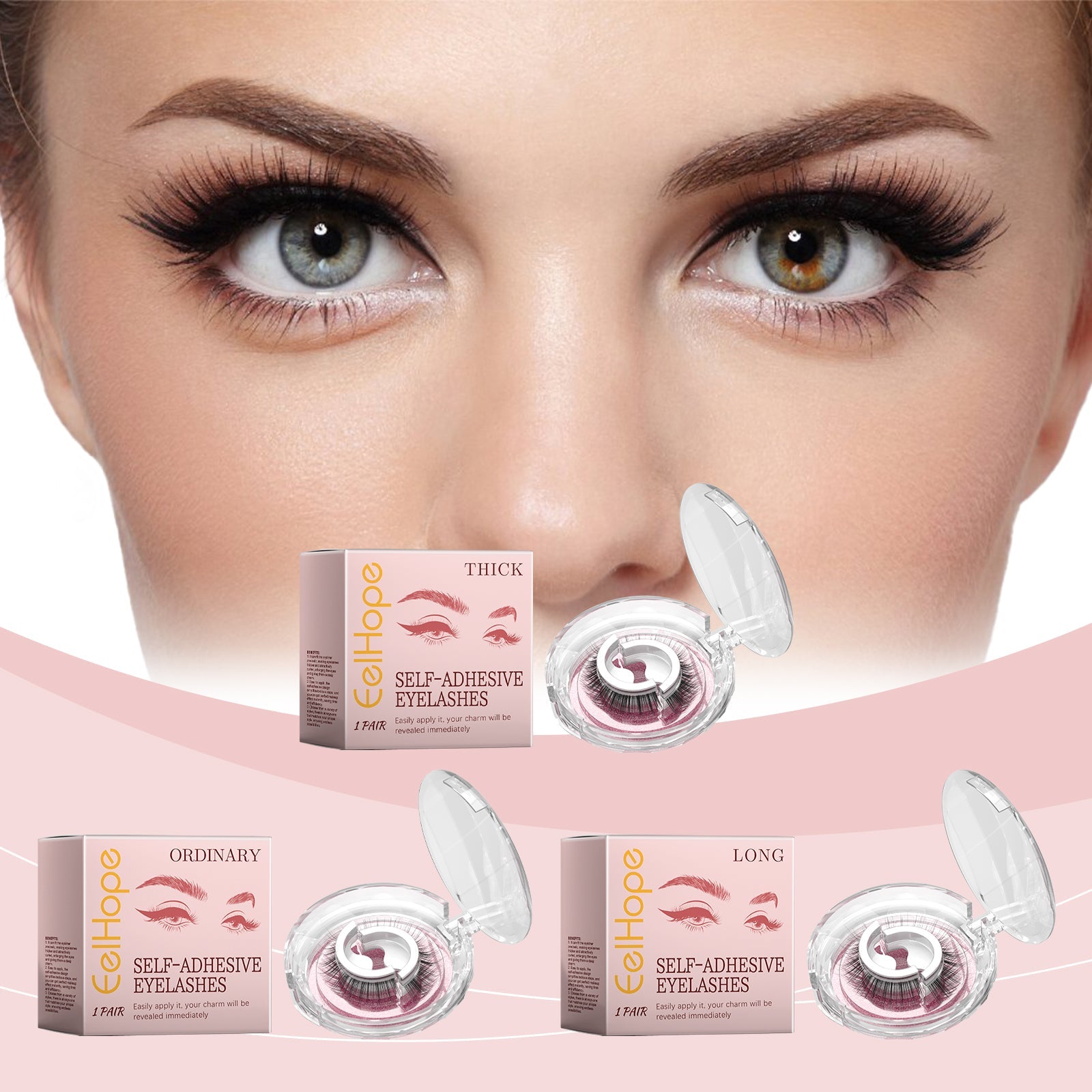 Self-Adhesive Eyelashes, Lazy People Glue-Free Free Unloading Self-Adhesive Thick Thin Long Natural Eyelashes - Korvel