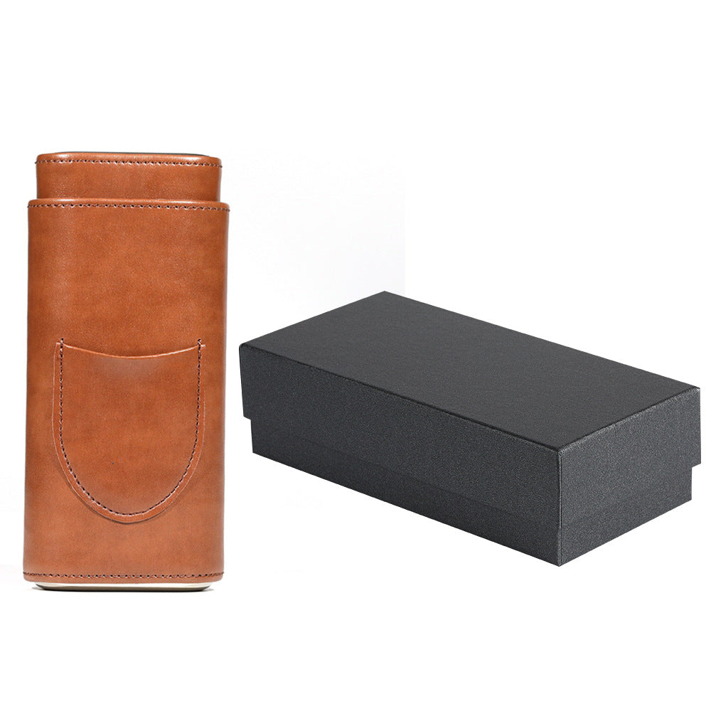 Boîte à cigares en cuir premium avec humidor en bois de cèdre