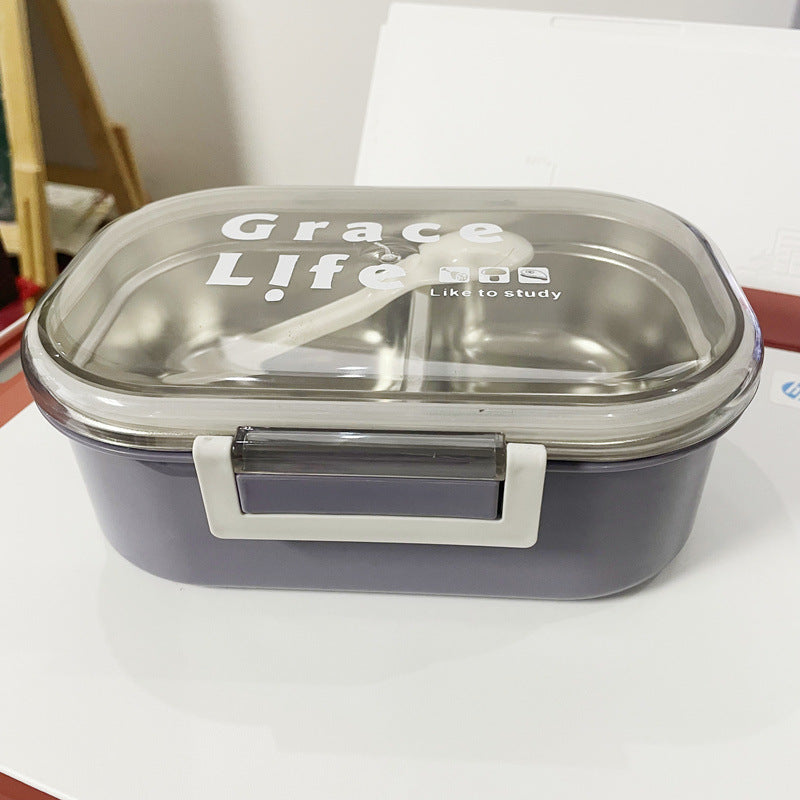 Korean Style Stainless Steel Two Compartment Lunch Box