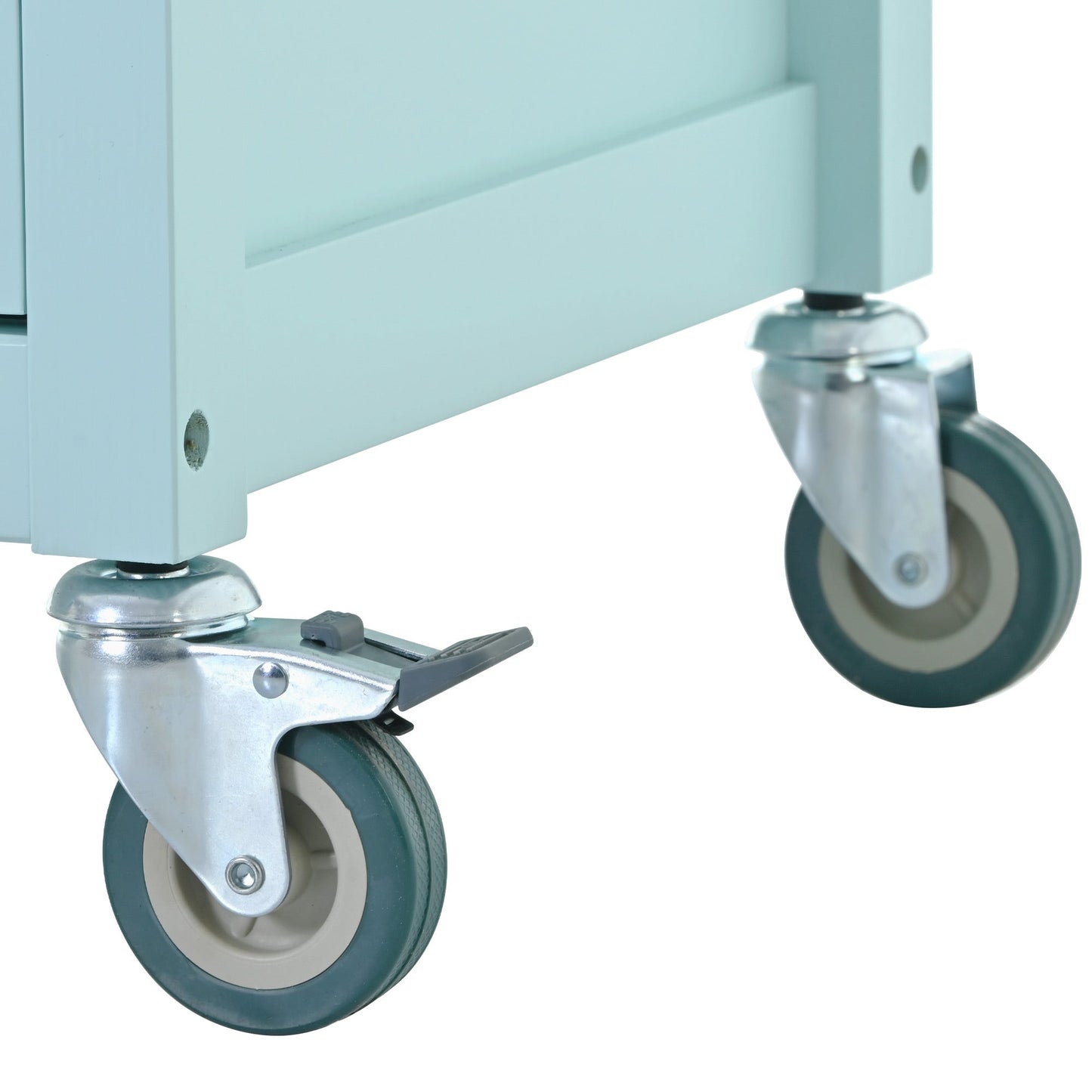 Mint Green Kitchen Island Cart with 4 Doors and Drawers
