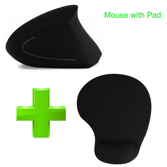 Wireless Mouse Ergonomic Optical 2.4G 800/1200/1600DPI Colorful Light Wrist Healing Vertical Mouse - Korvel