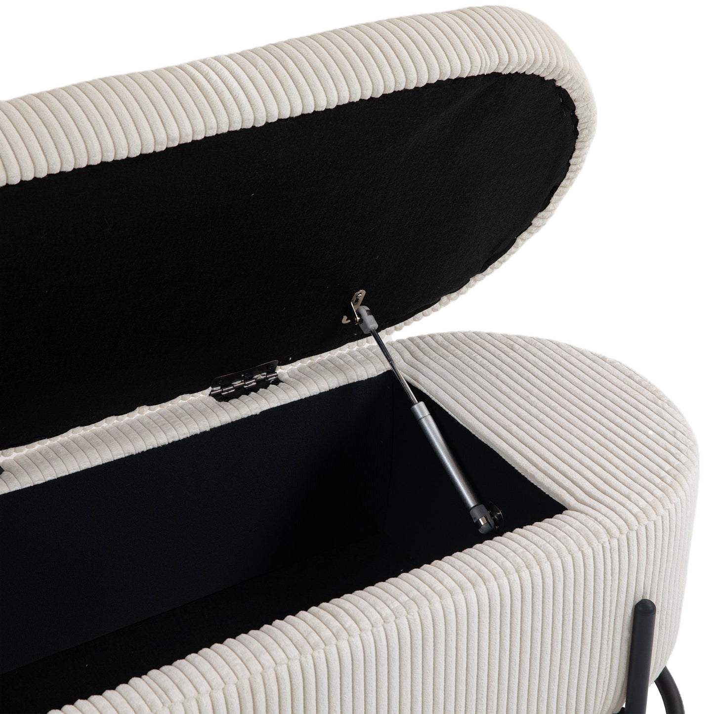 COOLMOR storage Ottoman chair with safety hinge and soft cushion fabric storage Ottoman stool (beige) - Korvel