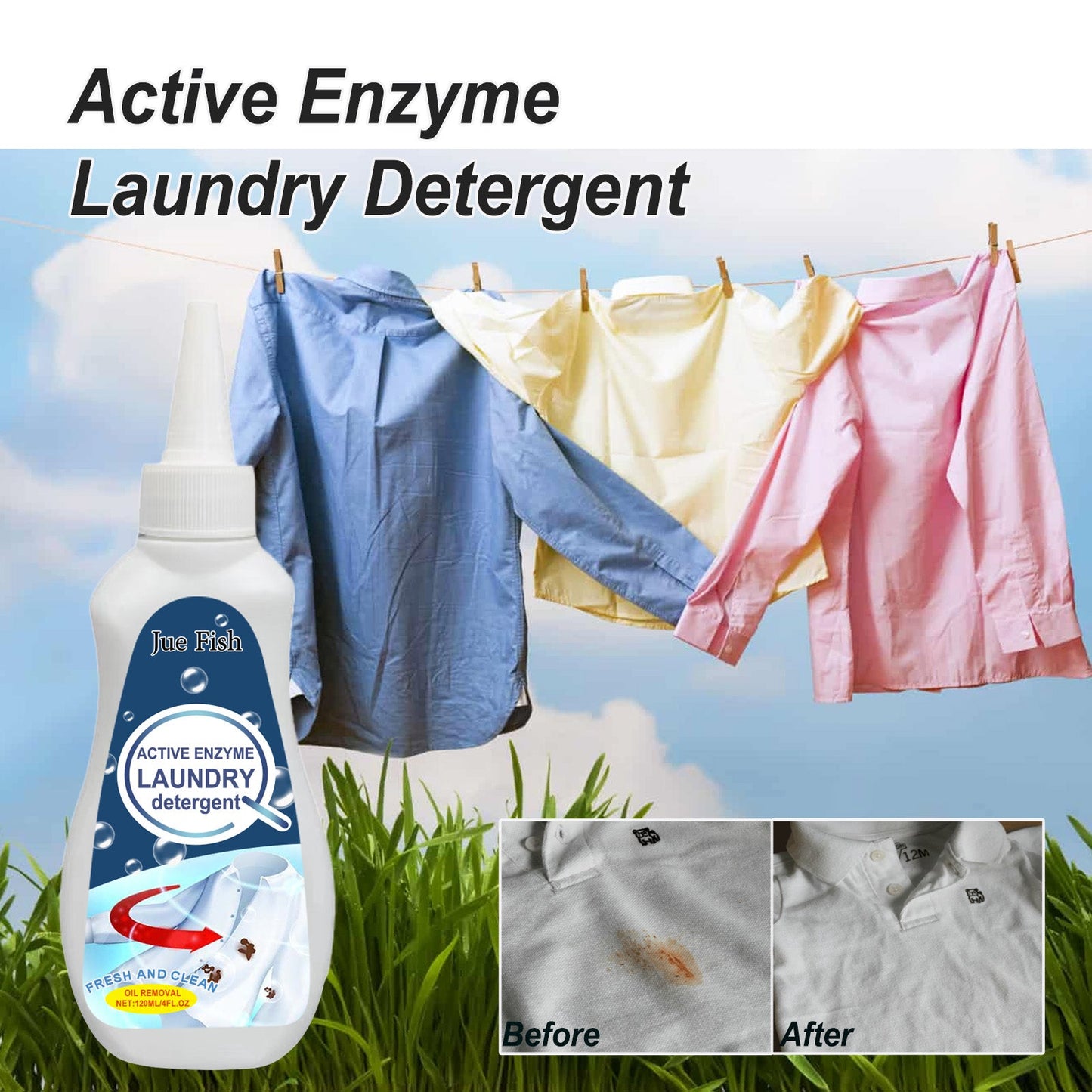 Detergente de lavandería enzimático activo premium para la eliminación de manchas