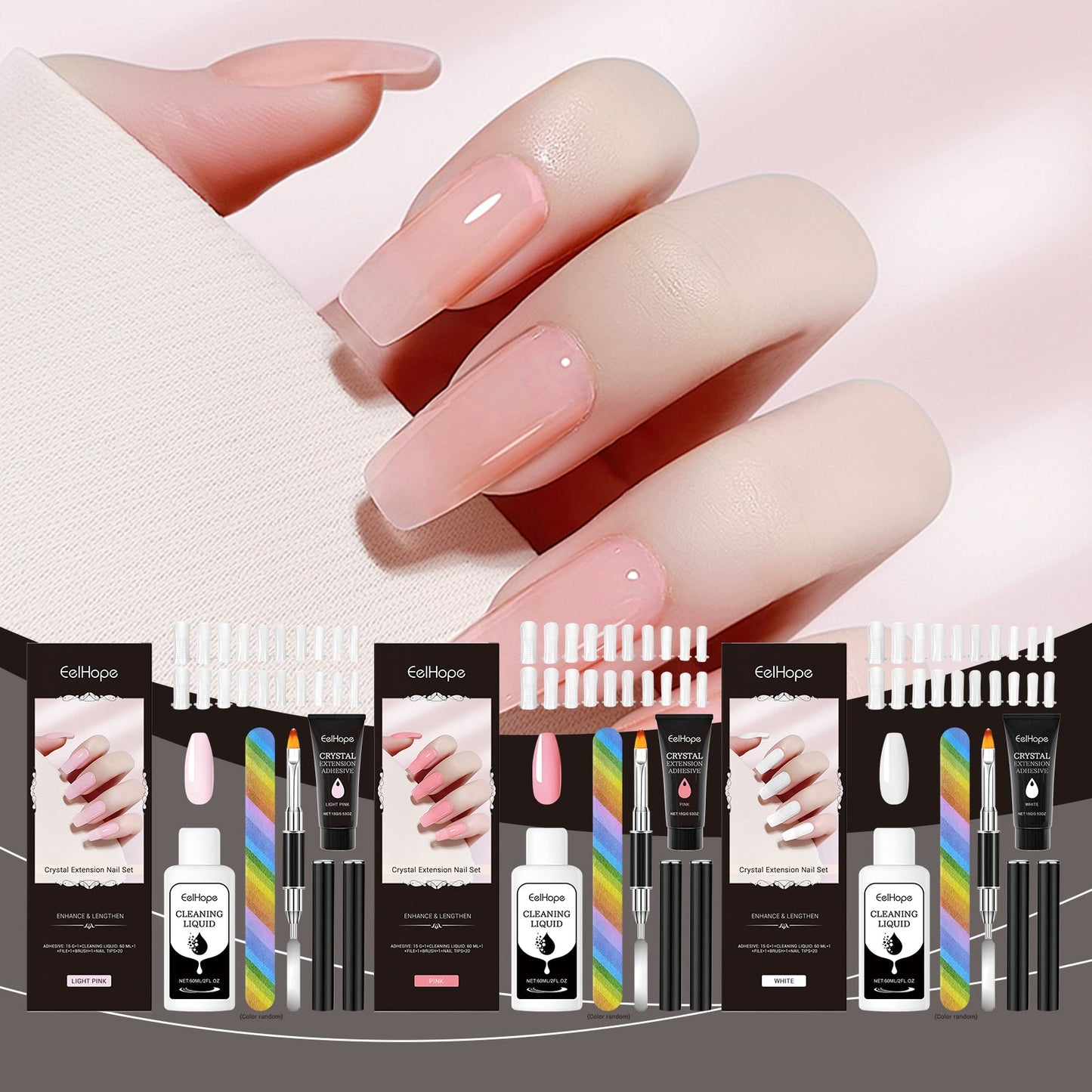 Crystal Extension Nail Set Nail Glue Simple Style Natural Three-Dimensional Modeling Nail Tool Set - Korvel