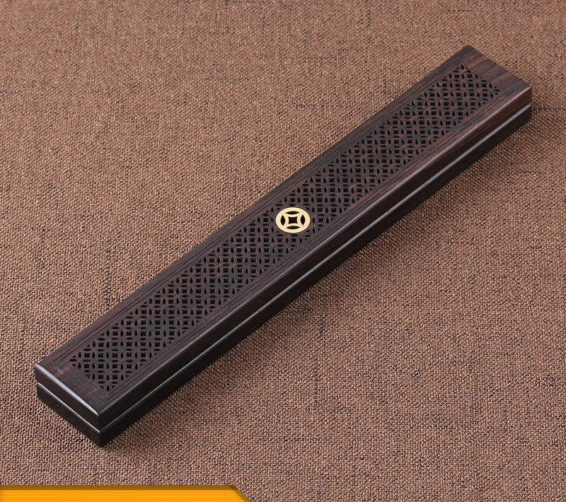 Wooden thread incense box, black sandalwood inlaid with boxwood, sleeping incense burner, incense burner, household indoor agarw - Korvel