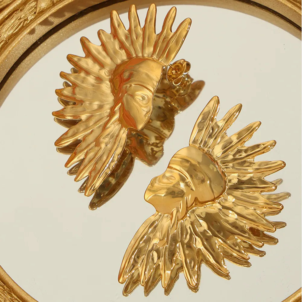 Pendientes Geométricos de Acero de Titanio Baño de Oro