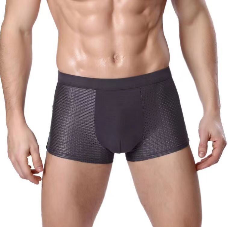 Modal Solid Ice Silk Antibacterial Underwear for Men's Mid Waist Breathable Four Square Corner Underwear - Korvel