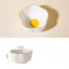 Creative Sun Egg Ceramic Bowl and Dish Set Cute Rice Bowl, Plate, Handle, Plate, Tableware, Home Breakfast Soup Plate - Korvel