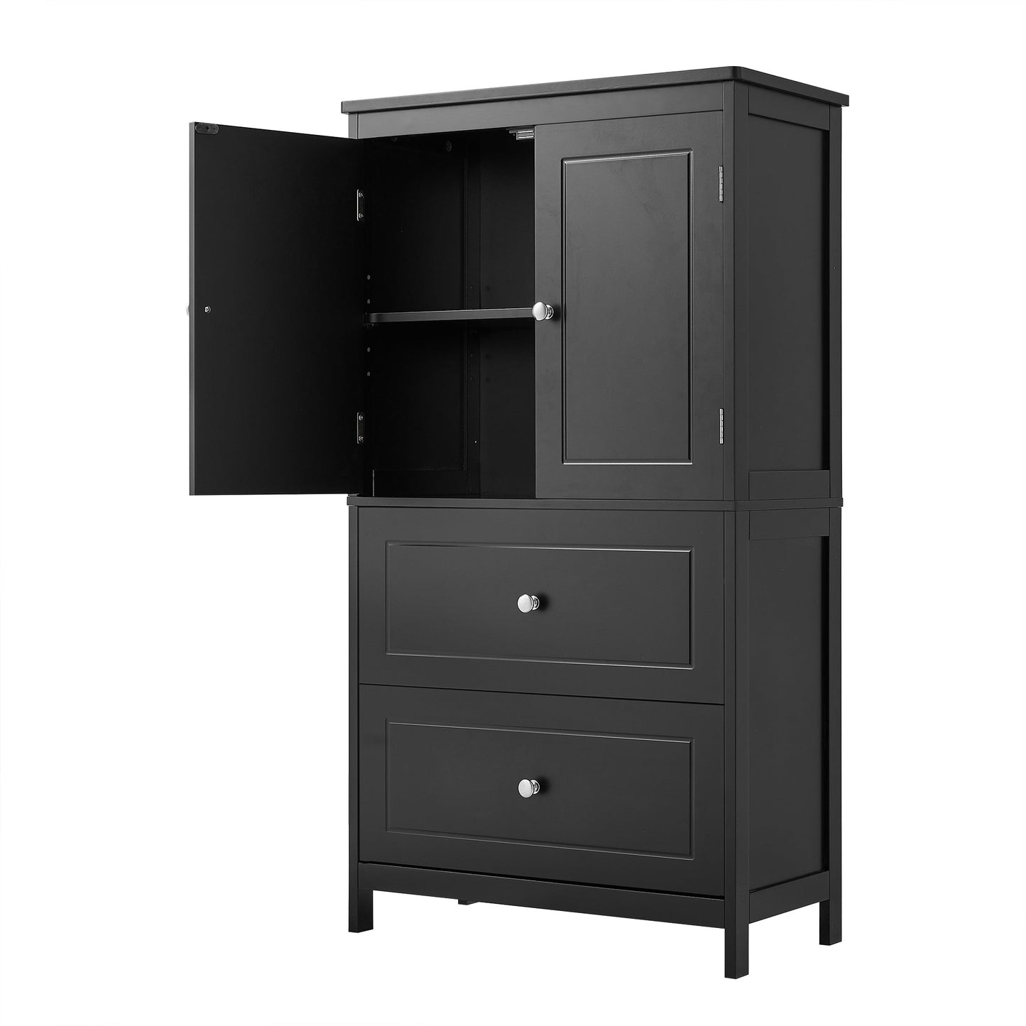 Armoire de rangement de salle de bain noire élégante avec étagère réglable