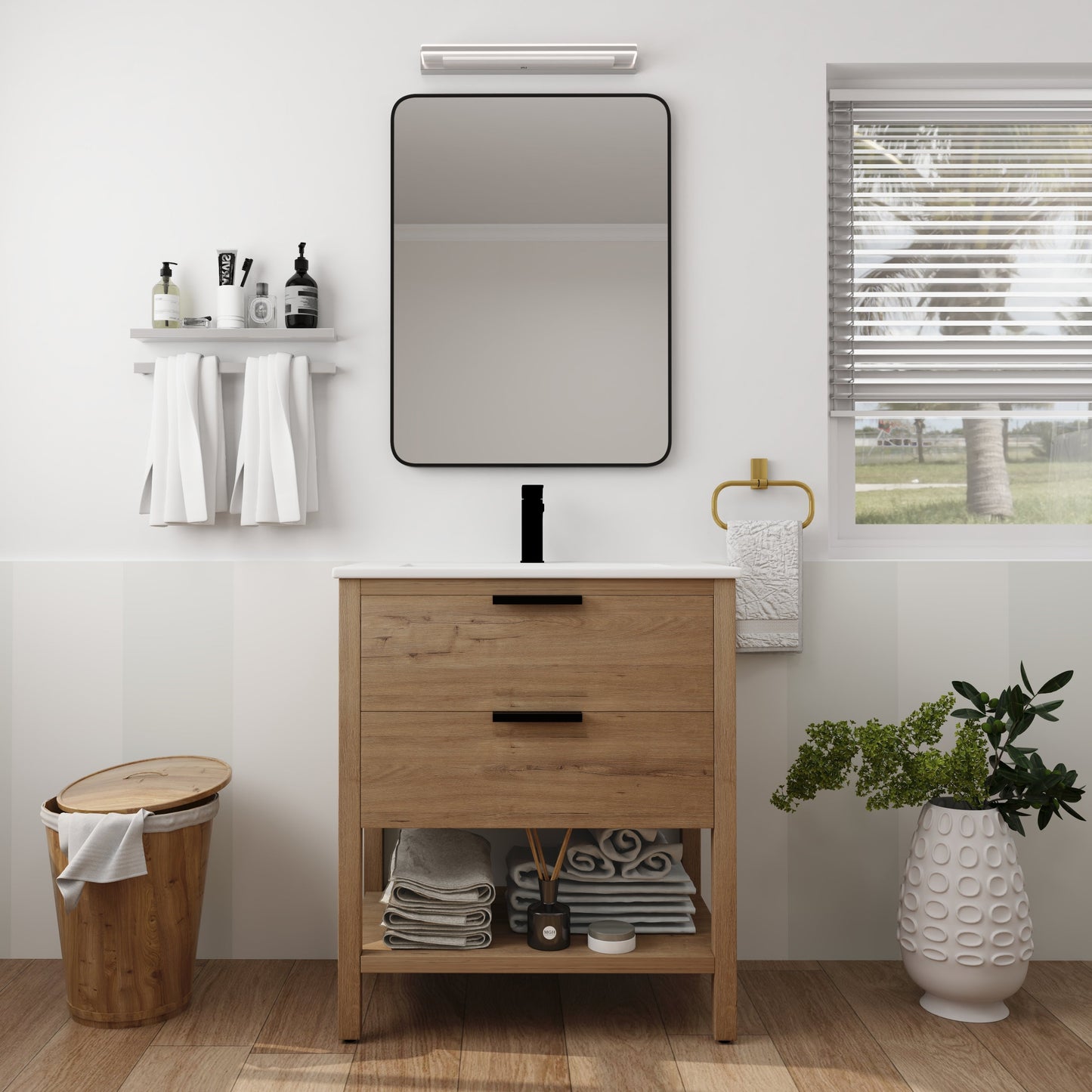 30 Inch Bathroom Vanity Plywood With 2 Drawers-BVB01030IMO-BL9075B - Korvel