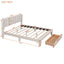 Queen Size Storage Bed Velvet Upholstered Platform Bed with a Big Drawer - Beige - Korvel