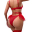 Elegant Mesh Garter Belt Set with Lace Embroidery