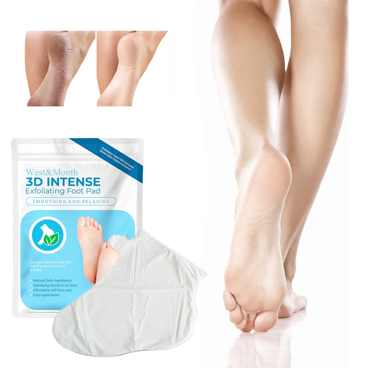 3D Intense Exfoliating Foot Pad, Foot Care Clean Horny Calluses, Anti-chapping And Moisturizing Foot Mask - Korvel