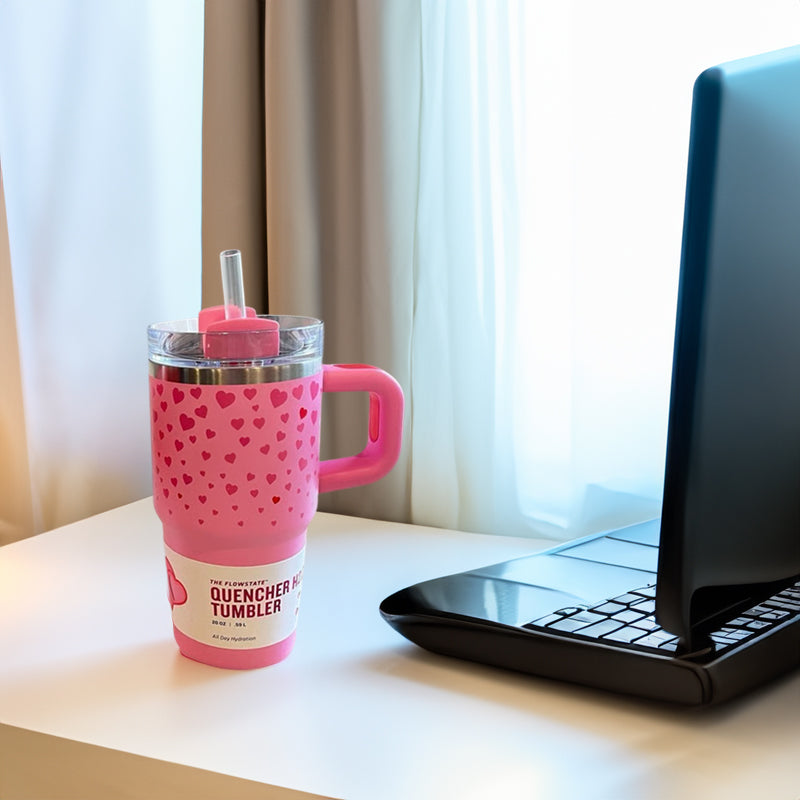 Valentine's Day - themed 5D - patterned love - heart thermos cup with cold - keeping function, made of 304 stainless steel - Korvel
