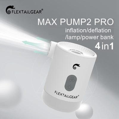 FLEXTAILGEAR Max Pump 2 Pro 4-in-1 Portable Mini Air Pump Electric Inflator USB Charging Sleeping Pad Camping Mattress Packraft - Korvel