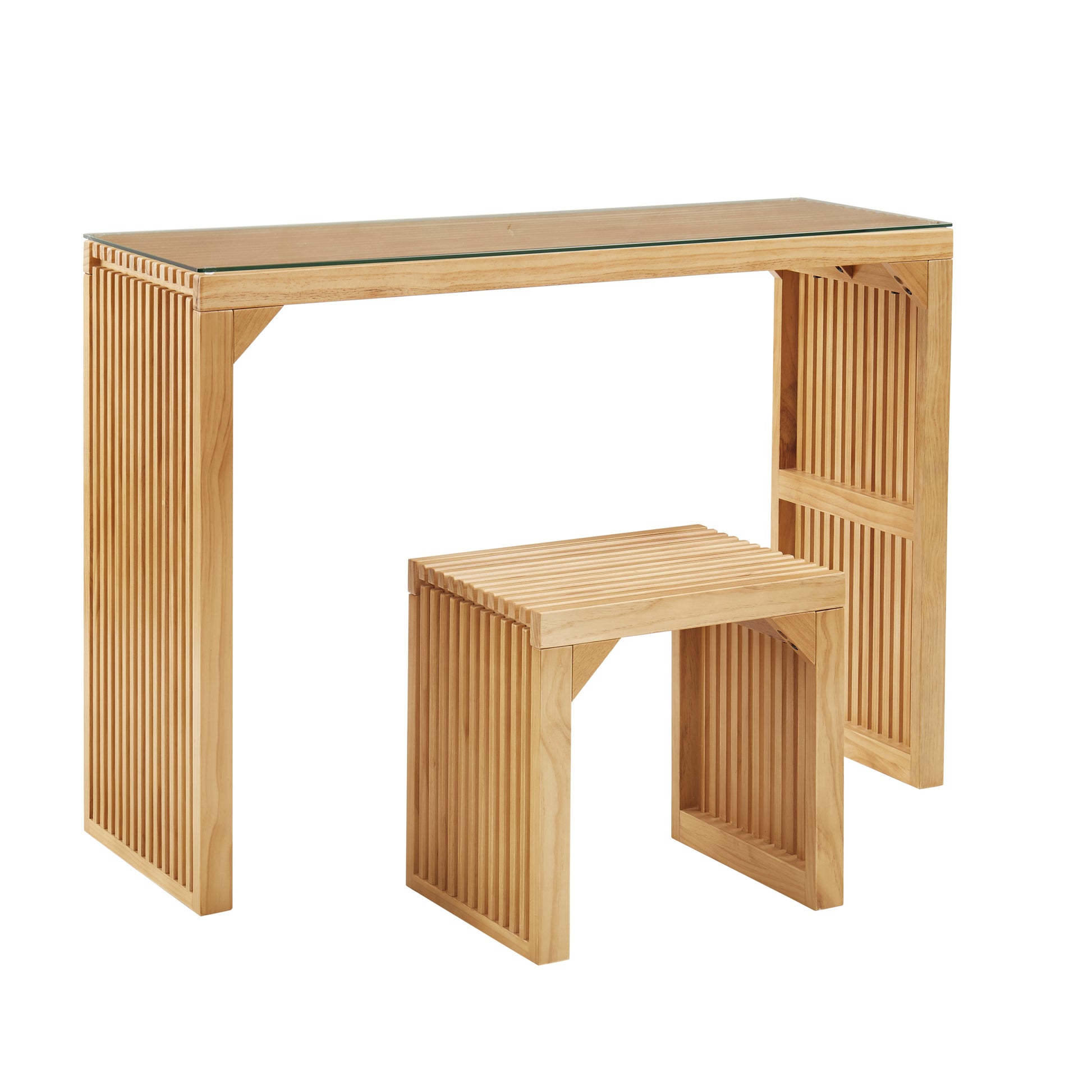 Pine Dining Bench and Table, Indoor Wood Bench for Entryway,Living Room,Kitchen and Bench Set (Nature, Bench & Table) Small - Korvel