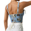 French floral retro vest with floral suspender - Korvel