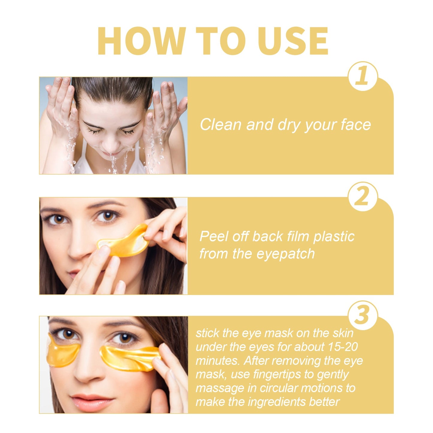 24k Gold Eye Mask, Fading Fine Lines And Dark Circles Moisturizing And Firming Eye Mask - Korvel