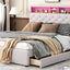 Queen Size Upholstered Platform Bed with Storage Headboard  LED  USB Charging and 2 Drawers  Beige - Korvel