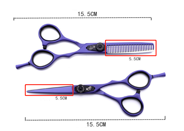 Professional Japan 440c 6 & 5.5 inch rainbow cut hair scissors set cutting shears thinning barber scissor hairdressing scissors - Korvel