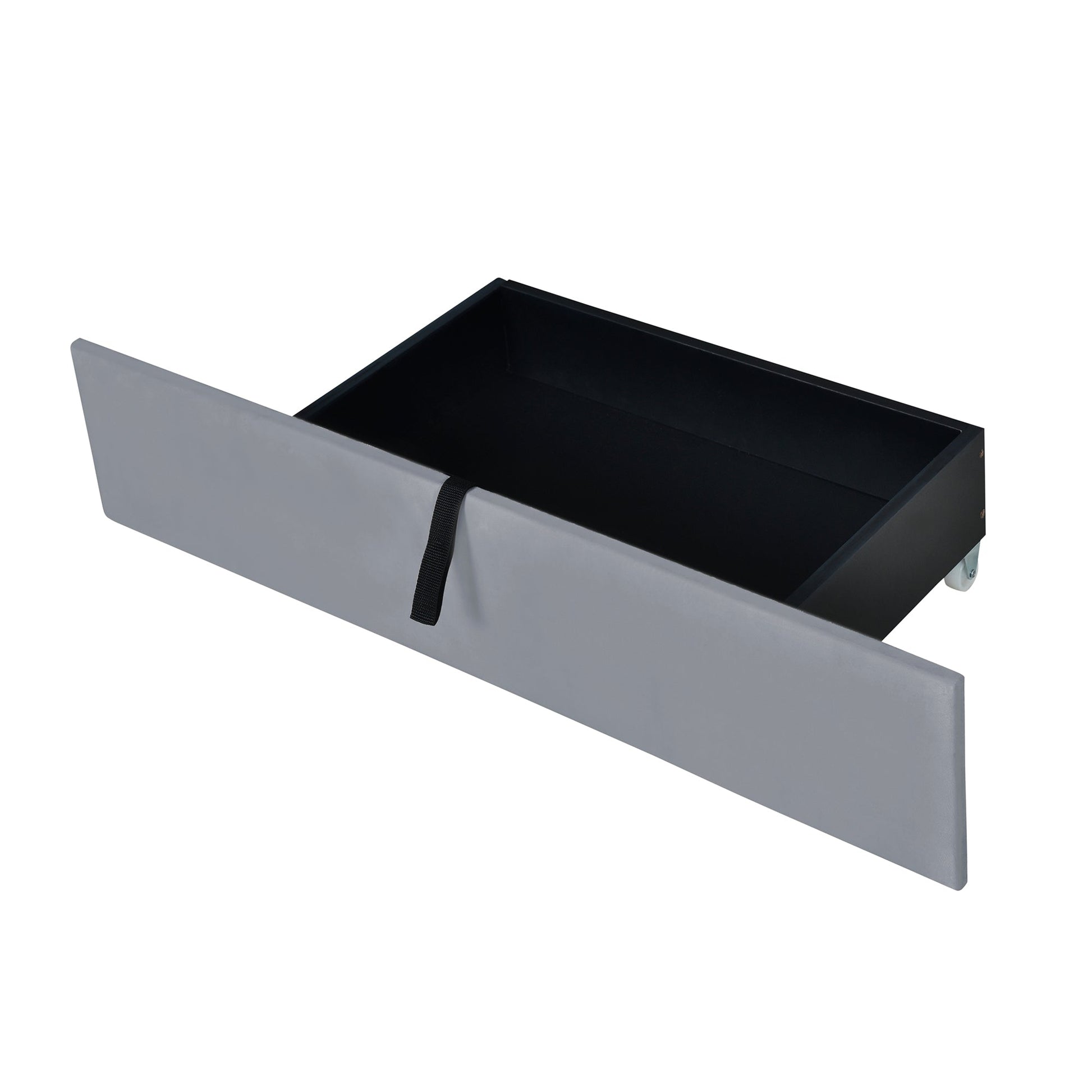 Queen Size Velvet Upholstered Platform Bed with 2 Drawers and 1 Twin XL Trundle- Gray - Korvel