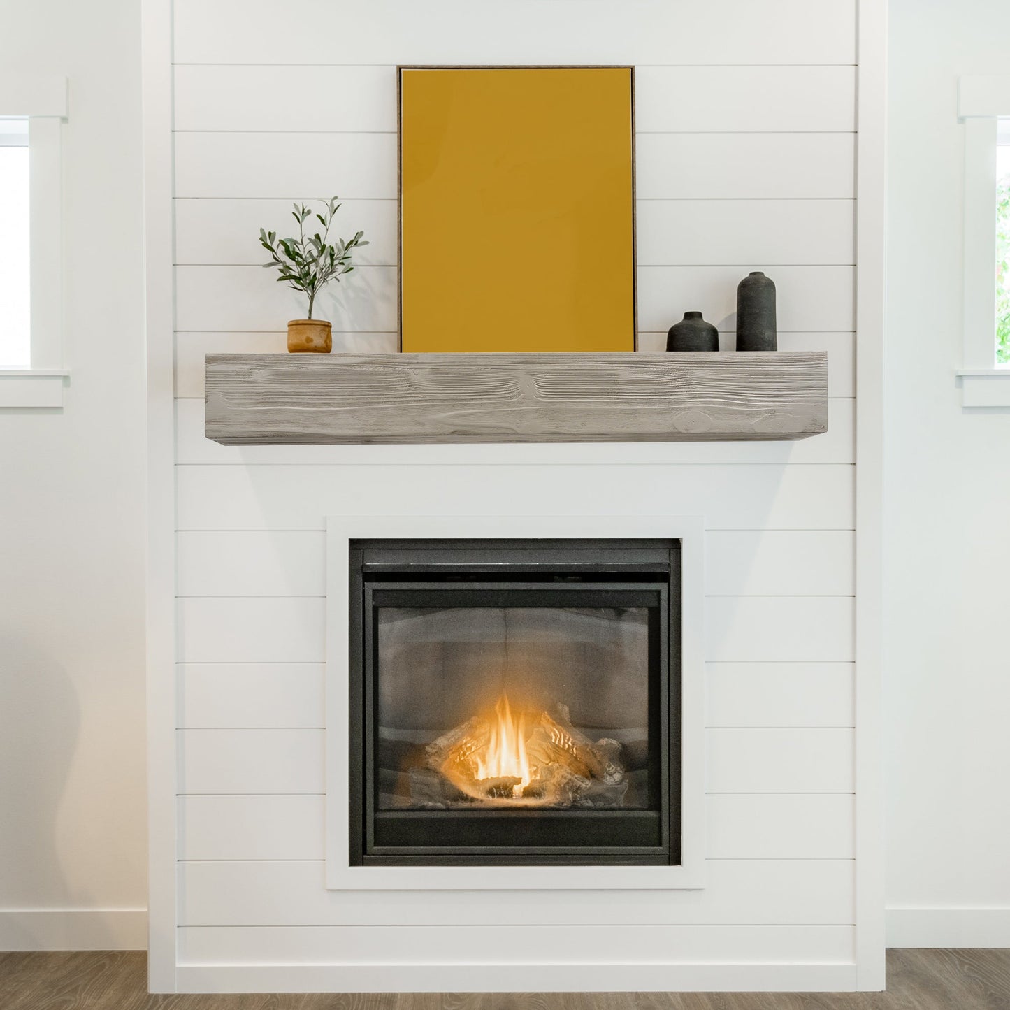 Mantel de cheminée en bois rustique de 60" - Étagère flottante murale