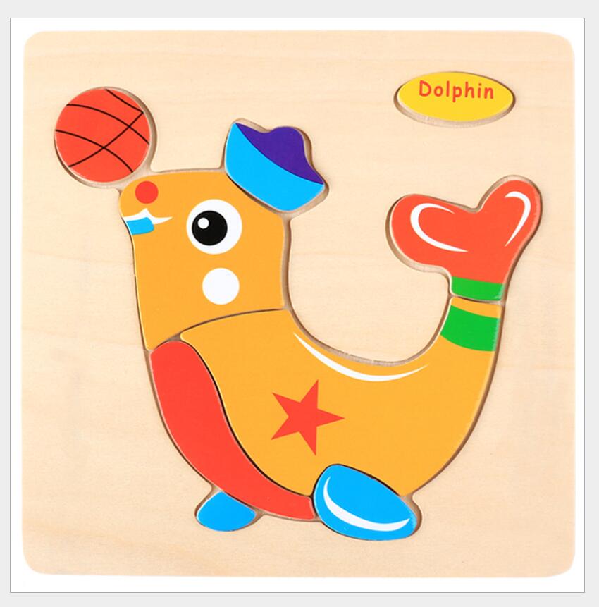 3D Puzzle Wooden Toys For Children Cartoon Animal Vehicle Wood Jigsaw Kids Baby Early Educational Learning Toy #L505 - Korvel