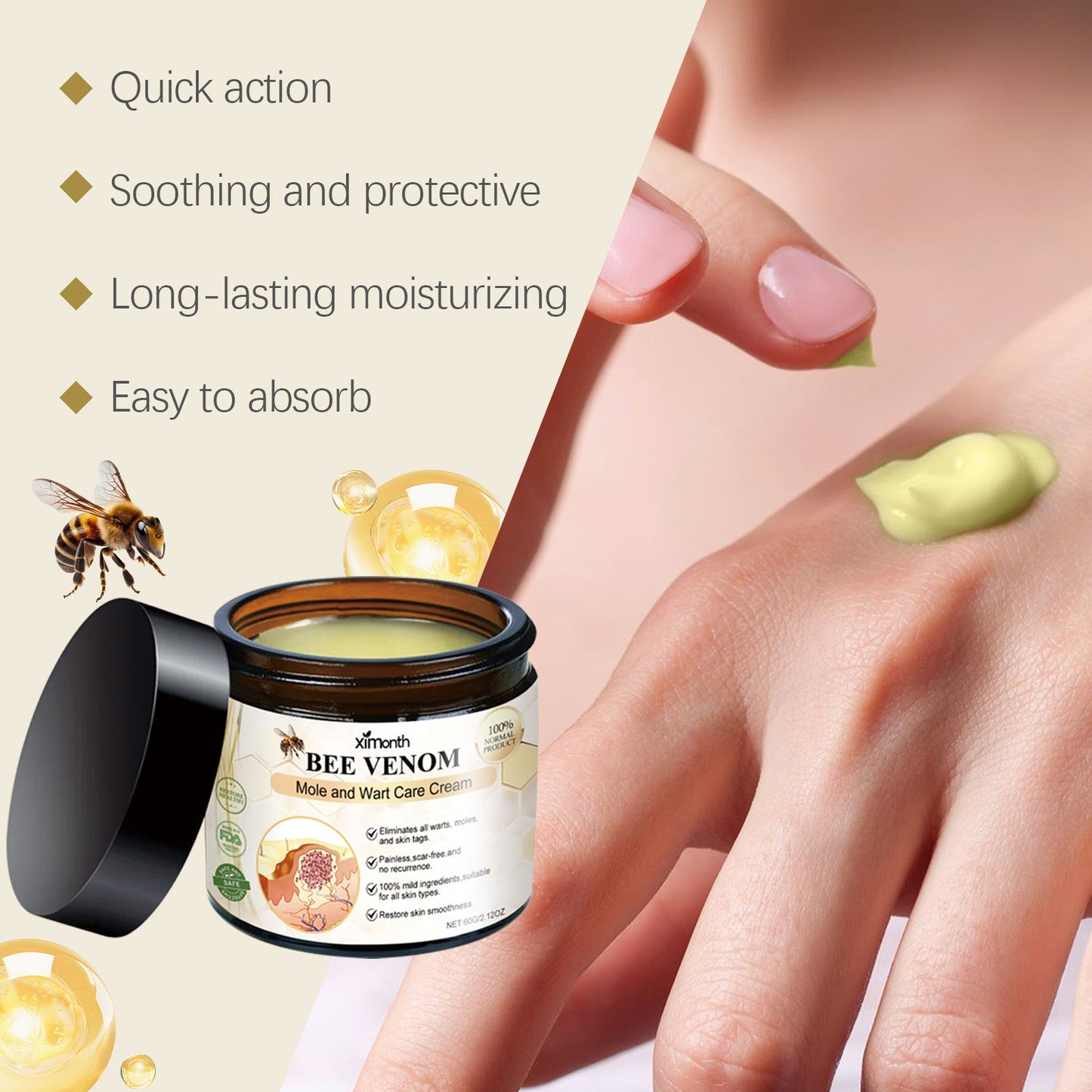 Mole And Wart Care Cream, Soft And Smooth Skin Moisturizing And Repairing Skin Care Cream - Korvel