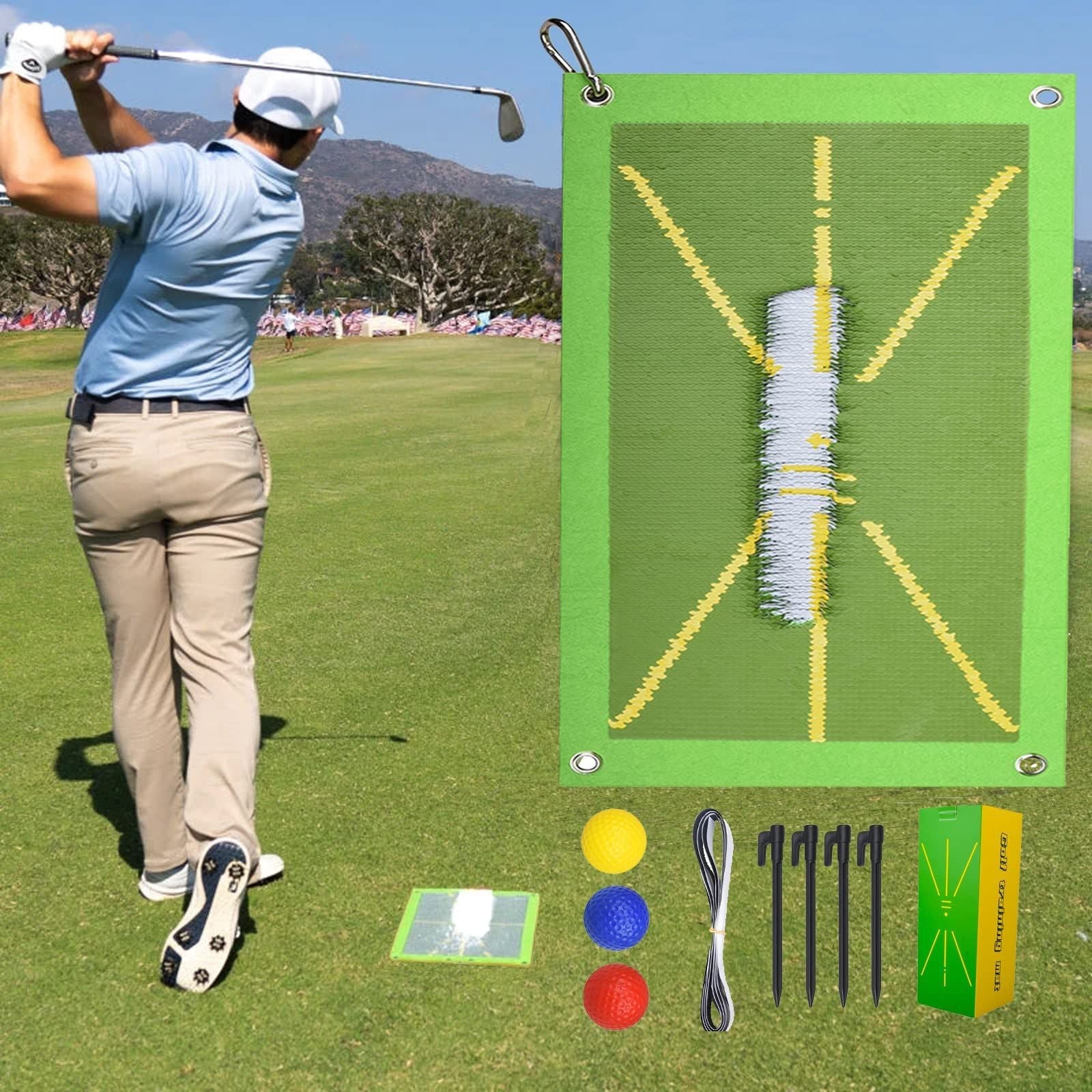 Golf Training Mat Golf Batting Mat New Swing Track Mat Golf Swing Practice Mat Trace Directional Mat - Korvel