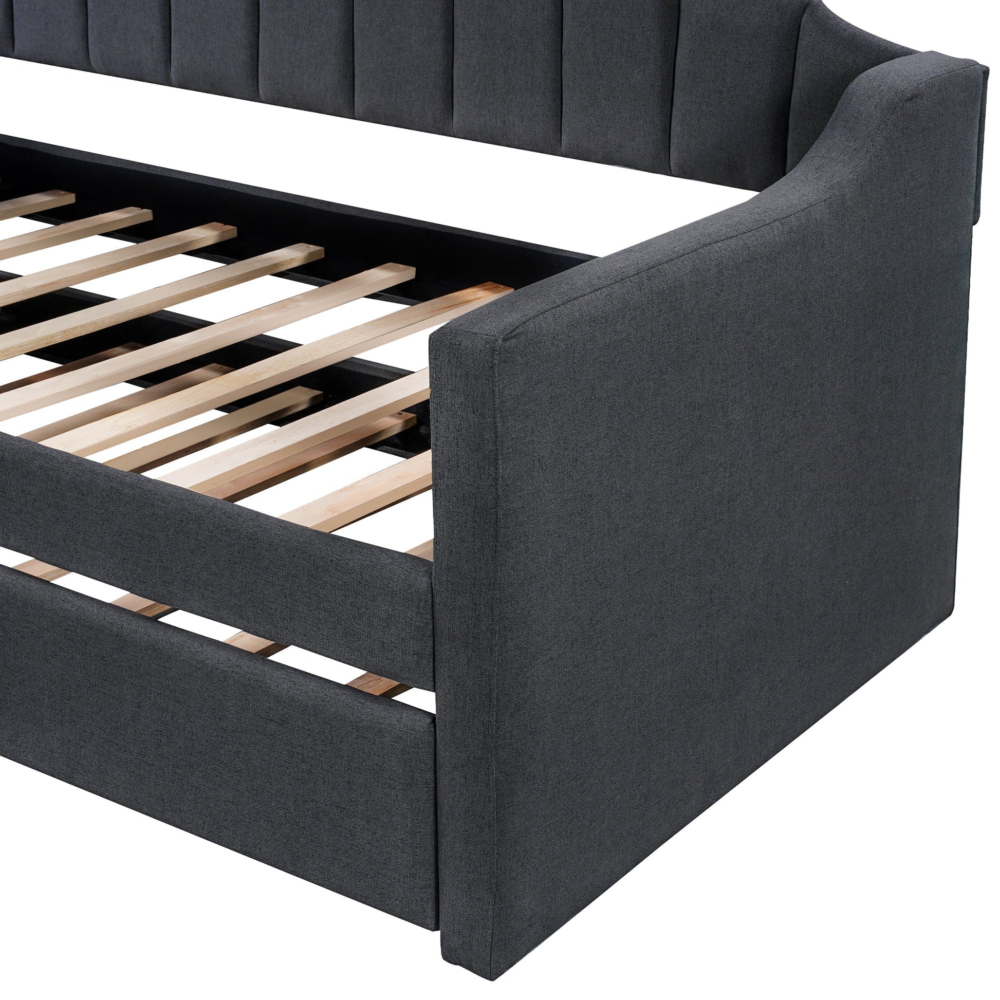 Upholstered Twin Daybed with Trundle Black - Korvel