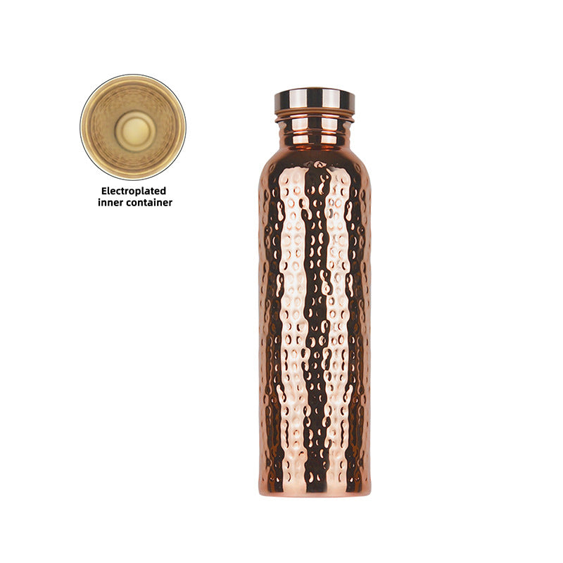 Bouteille d'eau en cuivre 800ML avec motif martelé - Étanche et élégante