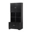 Bathroom storage cabinet, 4-door independent cabinet, adjustable shelf, open multi-layer shelf, black - Korvel